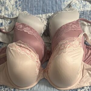 Victoria's Secret Satin Lace Bra Duo - Pink and Cream